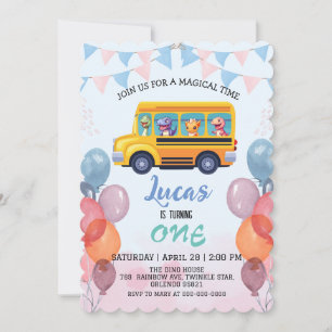 Funny dinosaurier Zurück zur Schule Bus Junge Gebu Einladung