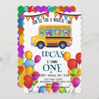 Funny dinosaurier Zurück zur Schule Bus Junge Gebu Einladung