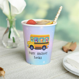 Funny dinosaurier Zurück zur Schule Bus Junge Gebu Pappbecher