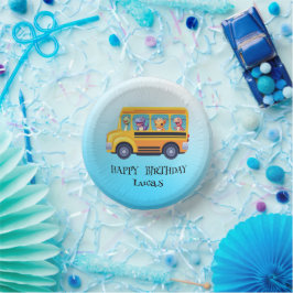 Funny dinosaurier Zurück zur Schule Bus Junge Gebu Pappteller