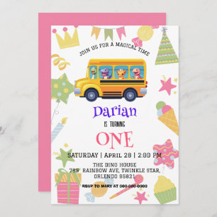 Funny Dinosaurier Zurück zur Schule Bus Kuchen Geb Save The Date