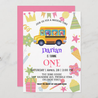 Funny Dinosaurier Zurück zur Schule Bus Kuchen Geb Save The Date