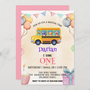 Funny Dinosaurier Zurück zur Schule Bus Kuchen Geb Save The Date