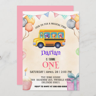 Funny Dinosaurier Zurück zur Schule Bus Kuchen Geb Save The Date