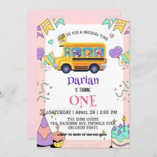 Funny Dinosaurier Zurück zur Schule Bus Kuchen Geb Save The Date