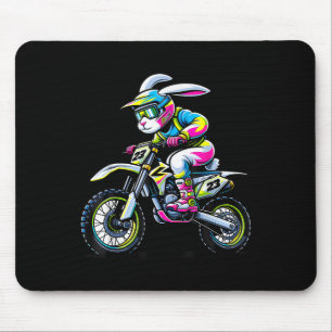 Funny Dirt Bike Player Bunny Kids Womens Men Easte Mousepad