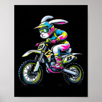 Funny Dirt Bike Player Bunny Kids Womens Men Easte