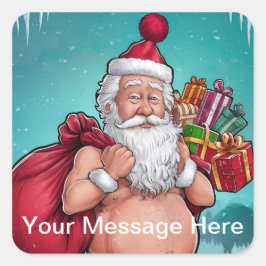 Funny Dirty Santa Christmas Collection Quadratischer Aufkleber