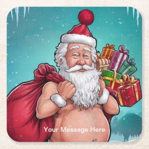 Funny Dirty Santa Christmas Collection Rechteckiger Pappuntersetzer