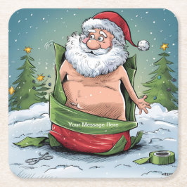 Funny Dirty Santa Christmas Collection Rechteckiger Pappuntersetzer