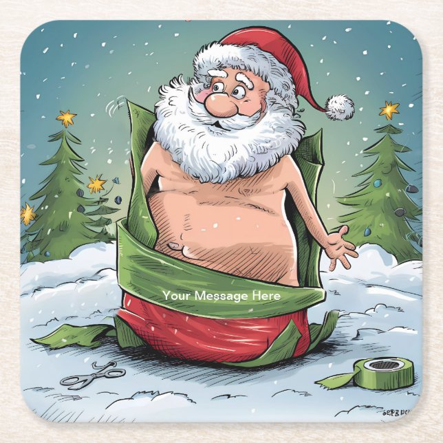 Funny Dirty Santa Christmas Collection Rechteckiger Pappuntersetzer (Vorderseite)
