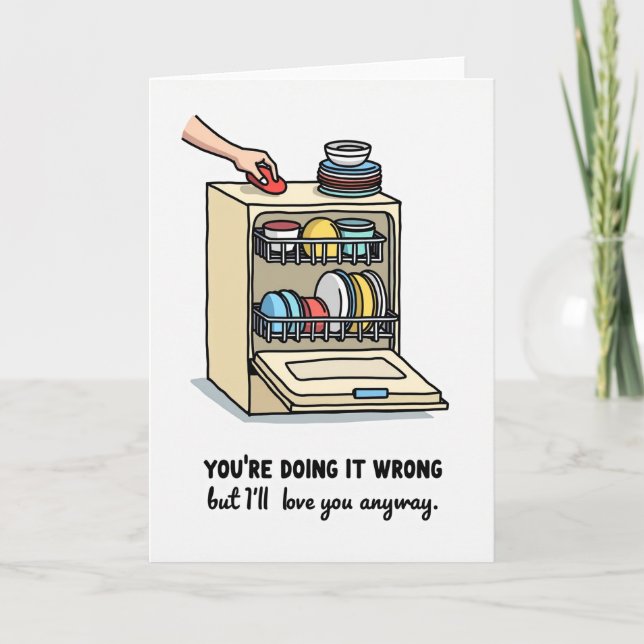 Funny Dishwasher Wrong Love Card Karte (Vorderseite)