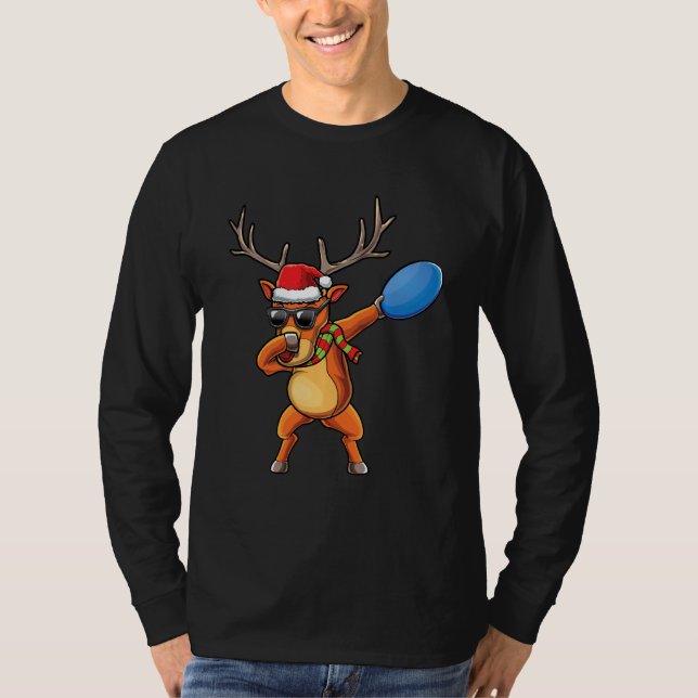 Funny Disk Golf Dabbing Rentierfisch Weihnachten X T-Shirt (Vorderseite)
