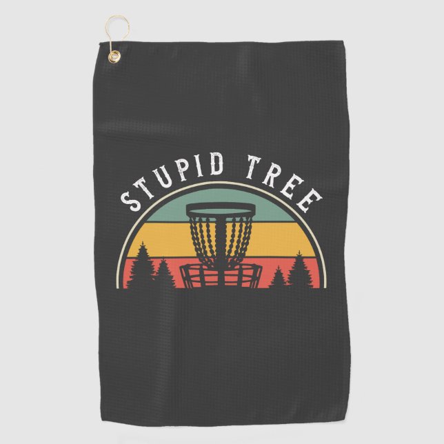 Funny Disk Golf Lover Stupid Tree Golfhandtuch (Vorderseite)
