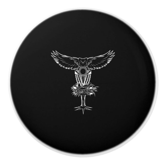 Funny Disk Golf Owl Holzkörbe Kettenschutz Keramikknauf (Vorderseite)