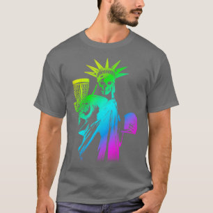 Funny Disk Golf Player Gothic Skeleton Statue of l T-Shirt