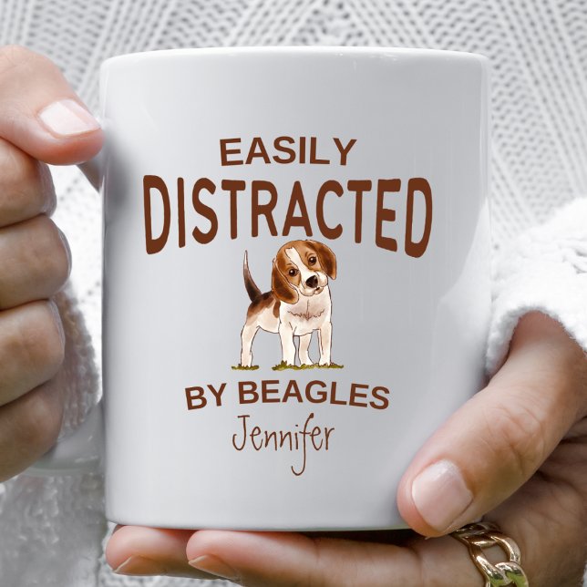 Funny Distracted by Beagle Personalisiert Kaffeetasse (Von Creator hochgeladen)