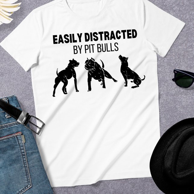 Funny Distracted by Pit Bull Dog T - Shirt (Von Creator hochgeladen)