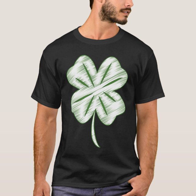 Funny Distressed Four Leaf Clover St Patrick's Day T-Shirt (Vorderseite)