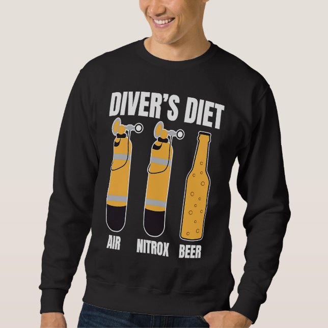 Funny Diver Diet Beer Diving Water Sports T Sweatshirt (Vorderseite)