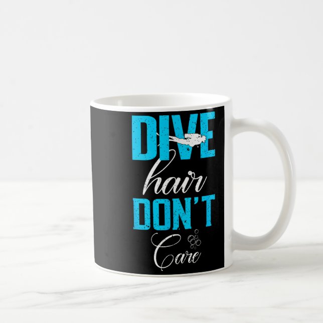 Funny Diving Design Of Dive Hair Don't Care For Fu Kaffeetasse (Rechts)
