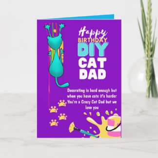 Funny DIY CAT VATER Geburtstag - Crazy About Cats  Karte