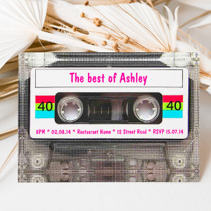 Funny DJ 80er Cassette Tape 40. Geburtstag Einladung