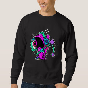 Funny Dj Grim Sensenmann Hip Hop Turntable Boombox Sweatshirt