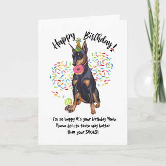 Funny Doberman Birthday Card Donuts Einladung