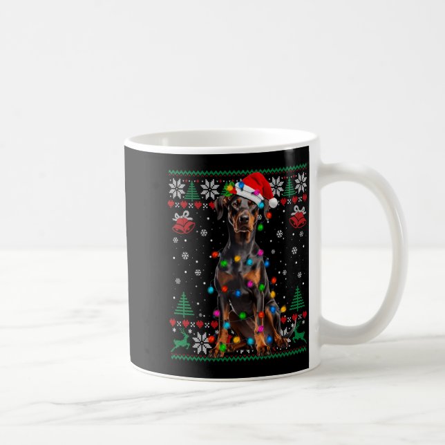 Funny Doberman Christmas Santa Hat Dog Ugly Sweate Kaffeetasse (Rechts)