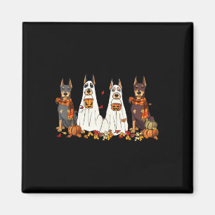 Funny Doberman Dog Ghost Herbst Autumn Leaves Dank Magnet