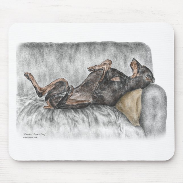 Funny Doberman on Sofa Mousepad (Vorne)