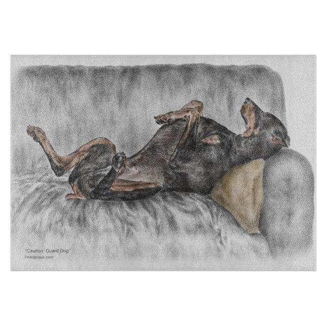 Funny Doberman on Sofa Schneidebrett (Vorderseite)