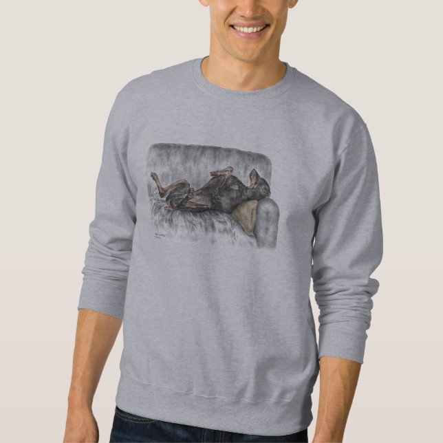 Funny Doberman on Sofa Sweatshirt (Vorderseite)