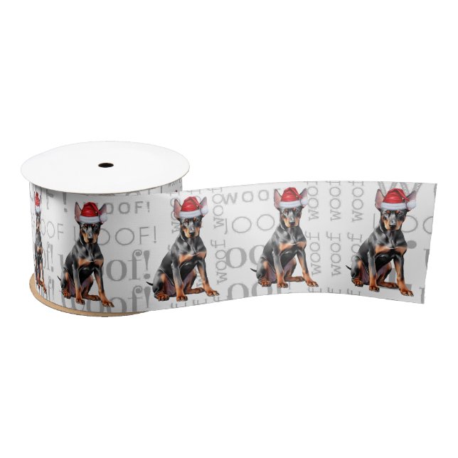 Funny Doberman Pinscher Santa Dog  Satinband (Spule)