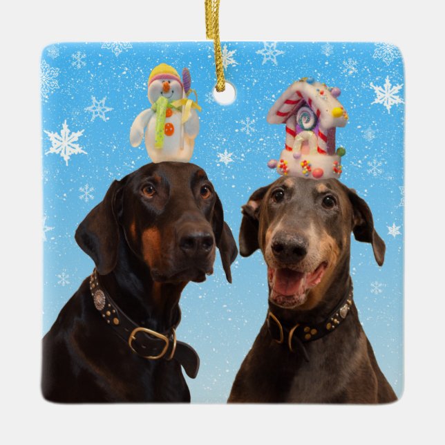 Funny Dobermans Weihnachtsschmuck (Vorderseite)