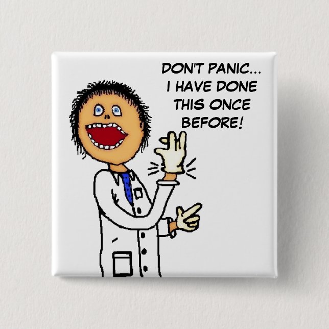 Funny Doctor Cartoon Button (Vorderseite)