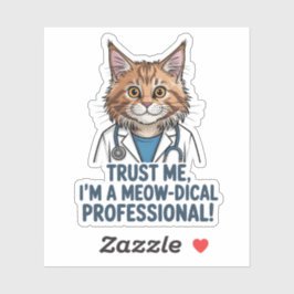 Funny Doctor Cat Medical Humor Illustration Aufkleber