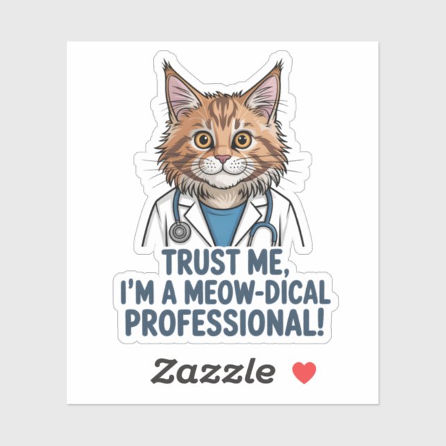 Funny Doctor Cat Medical Humor Illustration Aufkleber (Blatt)