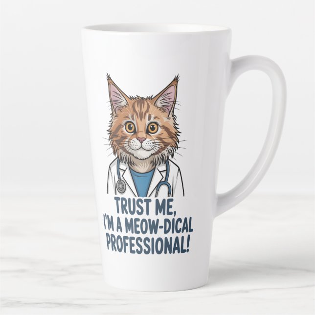 Funny Doctor Cat Medical Humor Illustration Milchtasse (Rechts)
