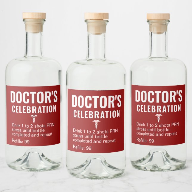 Funny Doctor Celebration Red Prescription Alkoholflaschenetikett (Flaschen)