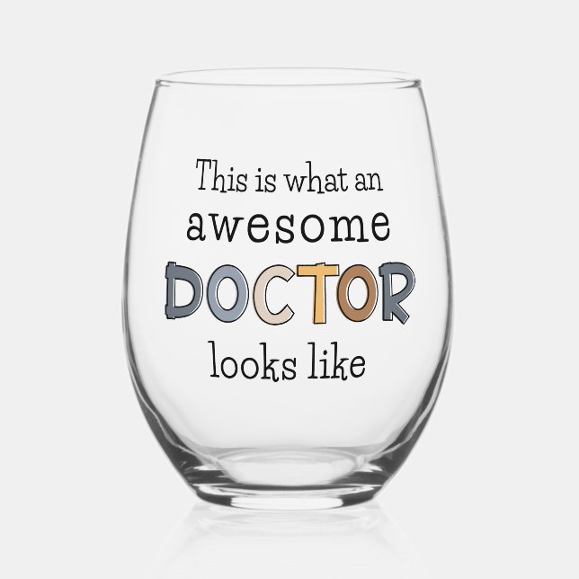 Funny Doctor Gifts | Phantastischer Arzt Weinglas Ohne Stiel (Vorderseite)