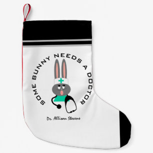 Funny Doctor Medical Bunny White Personalisiert Kleiner Weihnachtsstrumpf