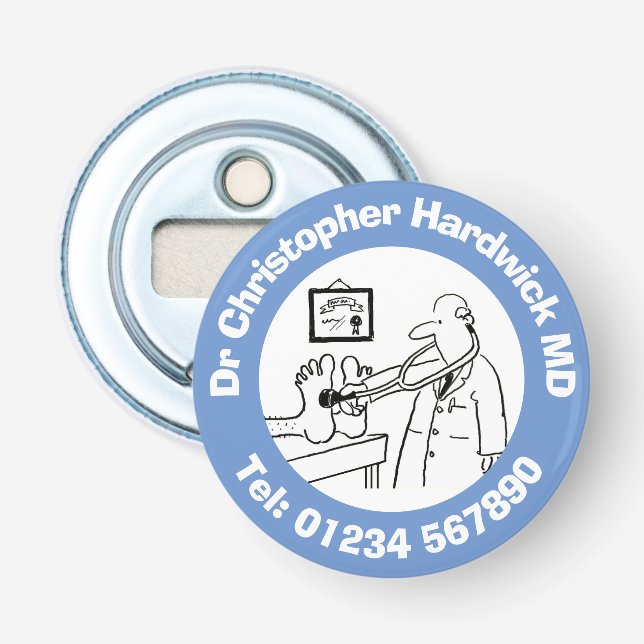 Funny Doctor mit Stethoskop Checking Feet. Flaschenöffner (Vorderseite)