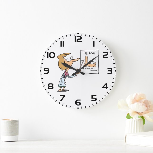 Funny Doctor Teaching Foot Anatomy Große Wanduhr (Von Creator hochgeladen)