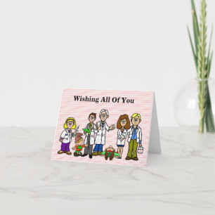 Funny Doctors with Elves Christmas Card Karte