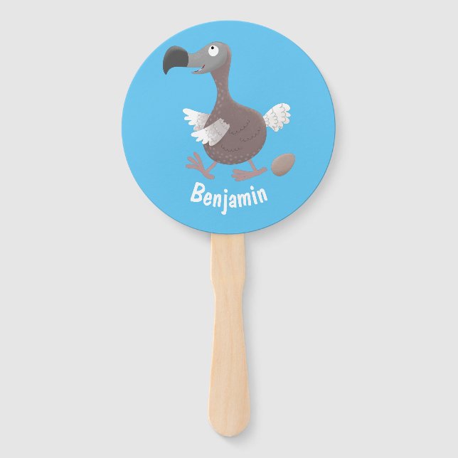 Funny dodo Vogel Cartoon Illustration Fächer (Vorderseite)