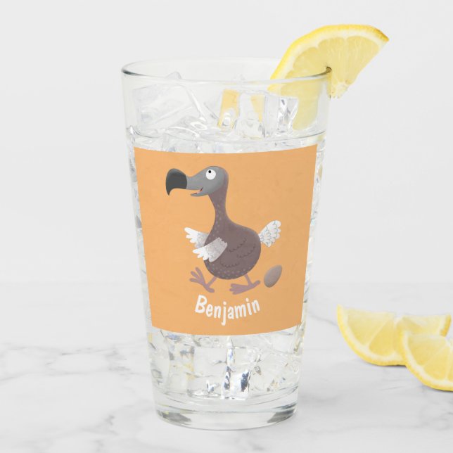 Funny dodo Vogel Cartoon Illustration Glas (Rückseite Ice)