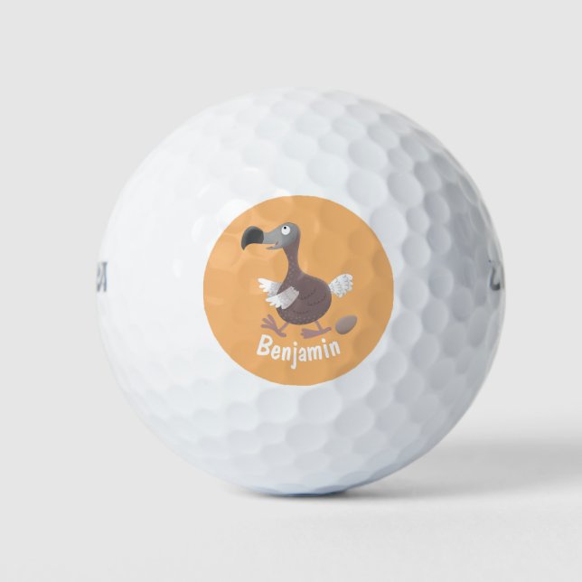 Funny dodo Vogel Cartoon Illustration Golfball (Vorderseite)