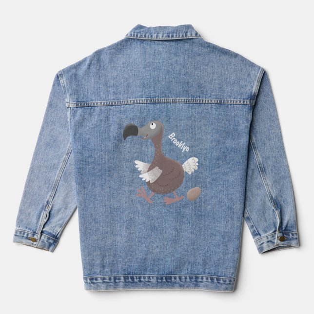 Funny dodo Vogel Cartoon Illustration Jeansjacke (Rückseite)